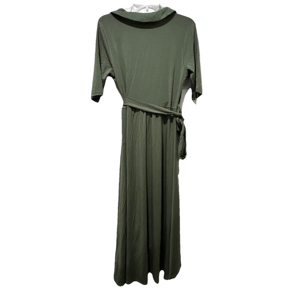 NEW Quince Women’s L Tencel Jersey Midi Wrap Dress Sage Soft - Picture 3 of 9